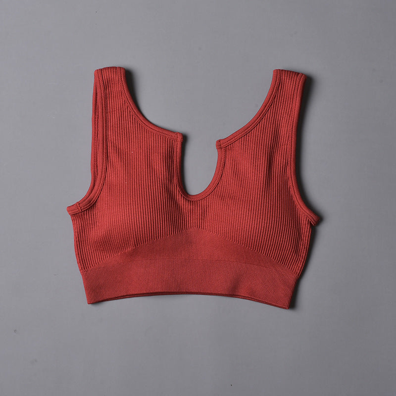Wholesale Nylon U-neck Bra Shorts Seamless Knit Sports Yoga Suit